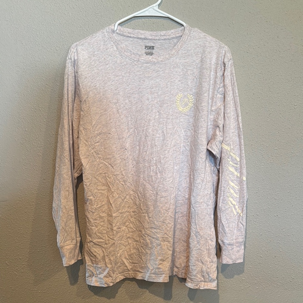 PINK Victoria's Secret Light Gray Long Sleeve Tee